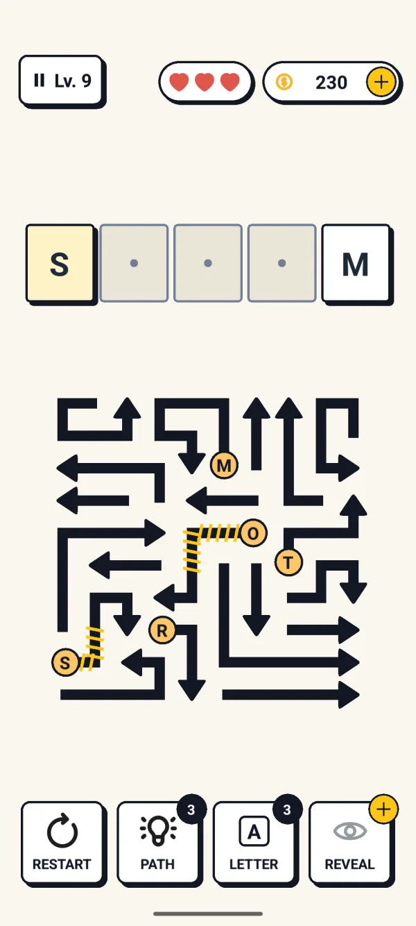 A dense fresh board with striped spring arrows